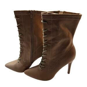 Women's Boots Size 6 Brown 4 inch Heel Lace Up Bootie Shoe
